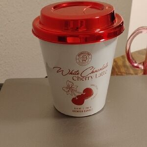 White Chocolate Cherry Latte Scented Candle - Red and White